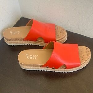 Franco Sarto orange Leather Slide Espadrille Sandals